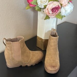 Tan Wedge Ankle Boots